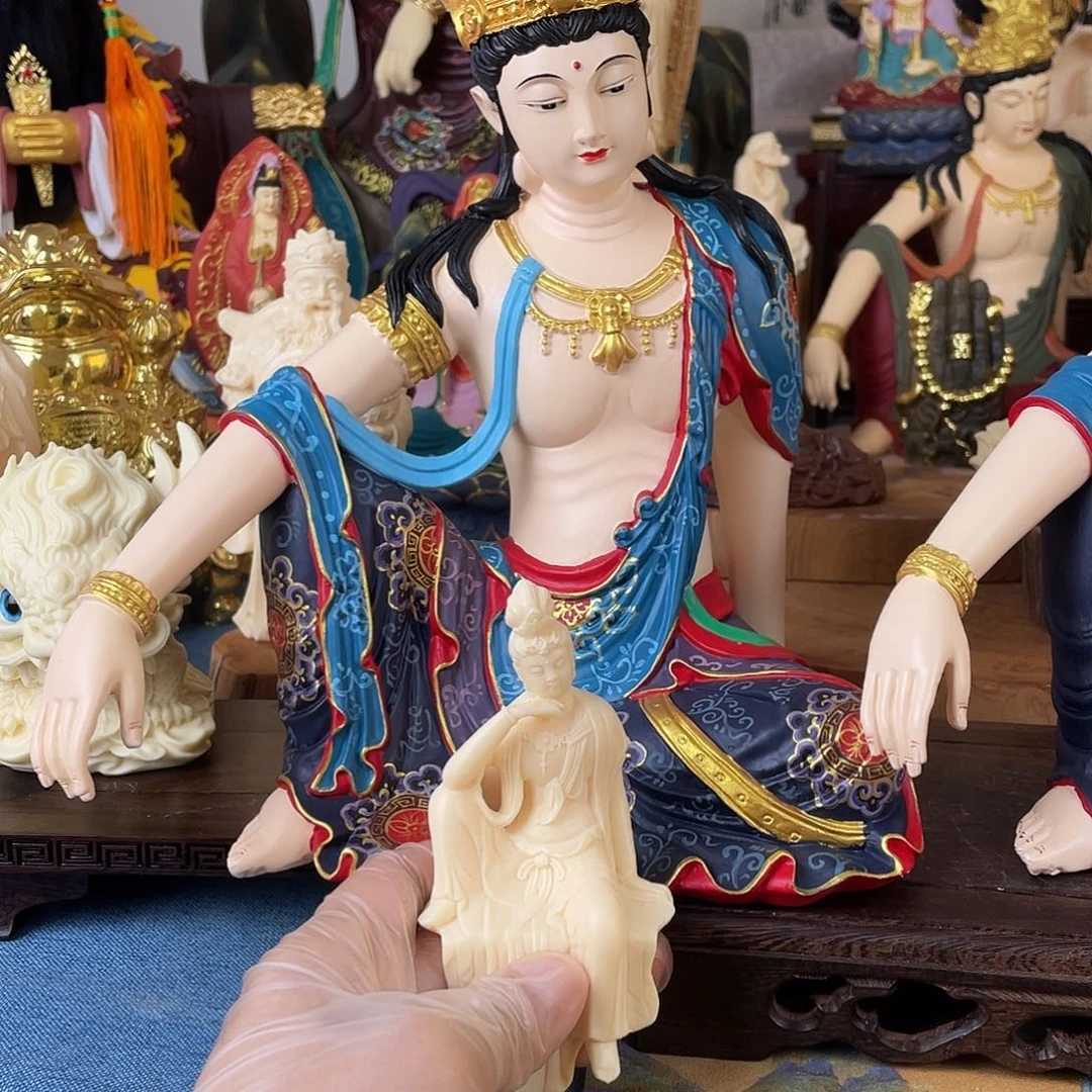 金***业石材自在观音摆件30高端