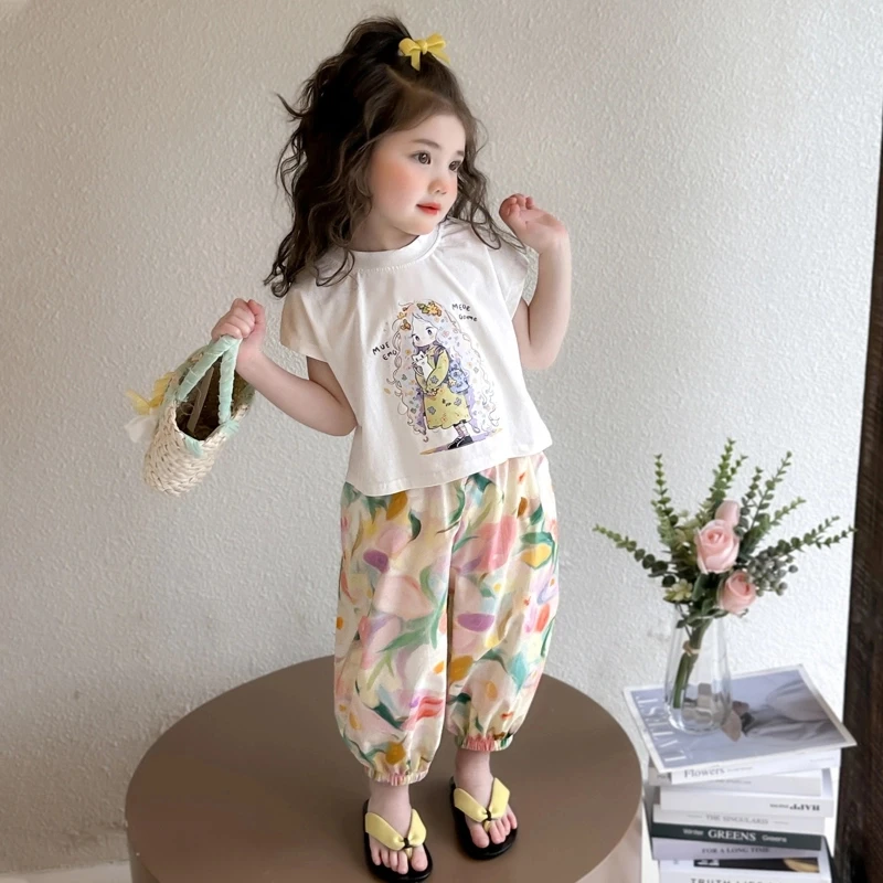 女童休闲短袖套装2025新款儿童夏装