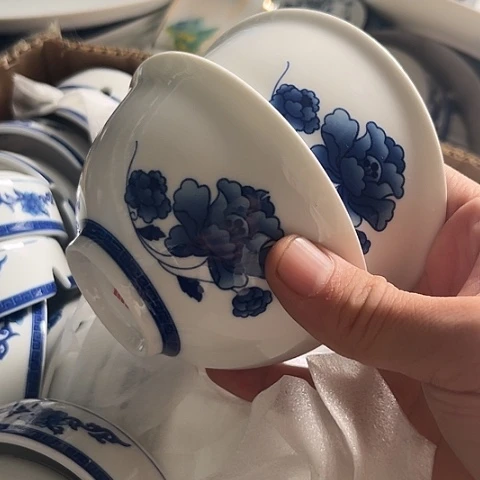 陶瓷4寸茶碗两个定制款