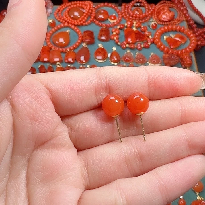 南红玛瑙银S925镶嵌8+