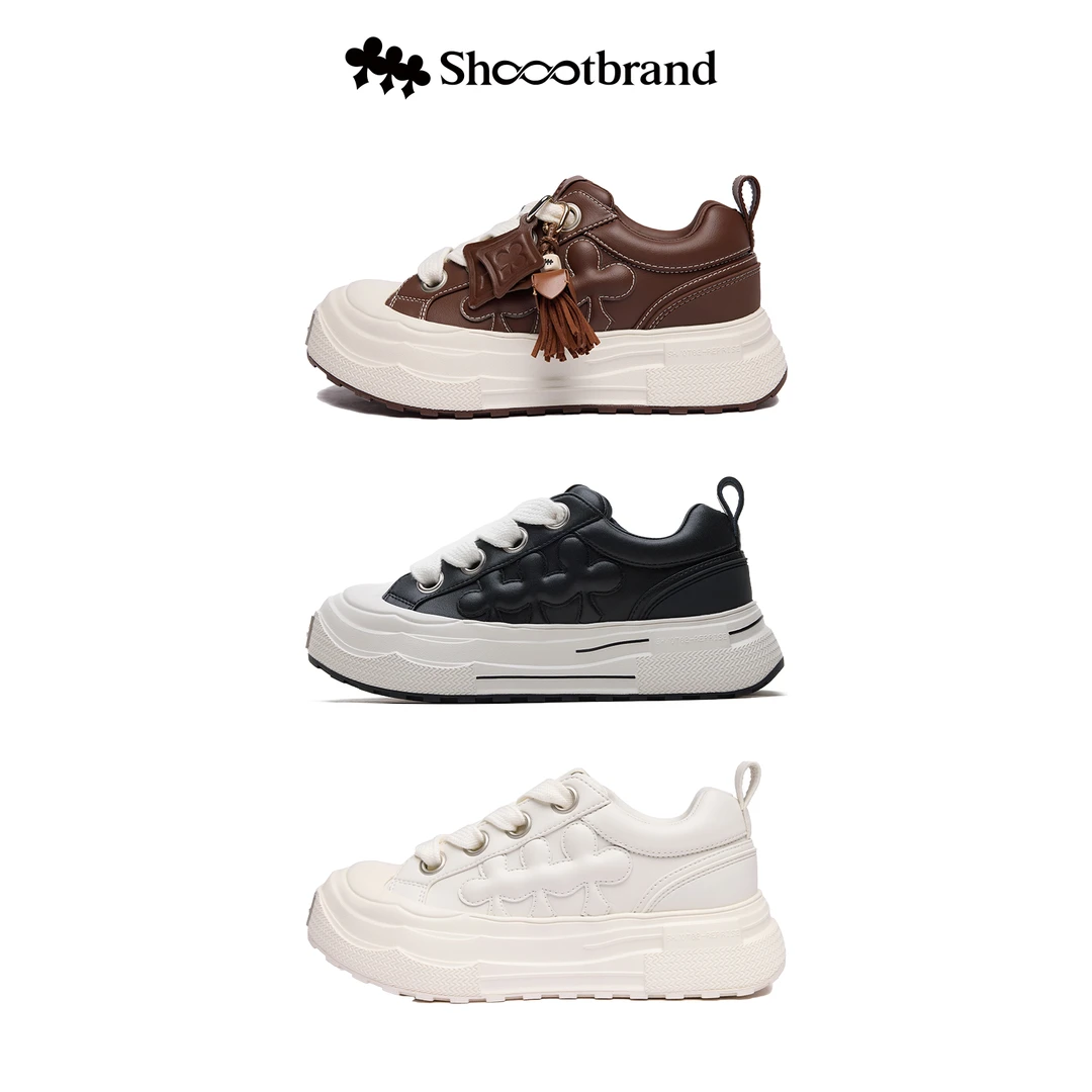 【冬季皮面】重奏梅花鞋厚底增高复古皮面板鞋冬季百搭SHOOTBRAND