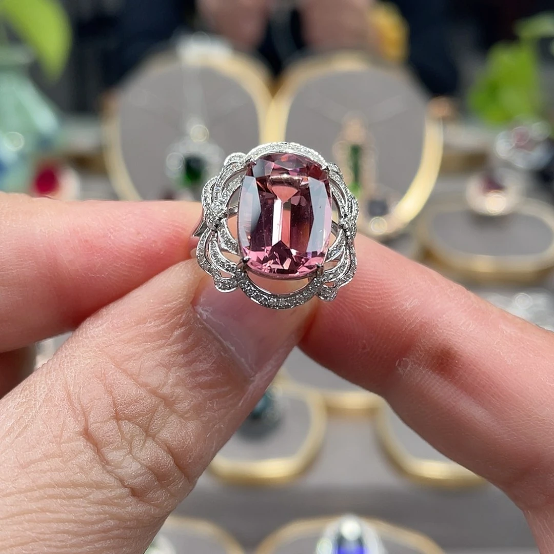 碧玺戒指18K金镶嵌5.84ct