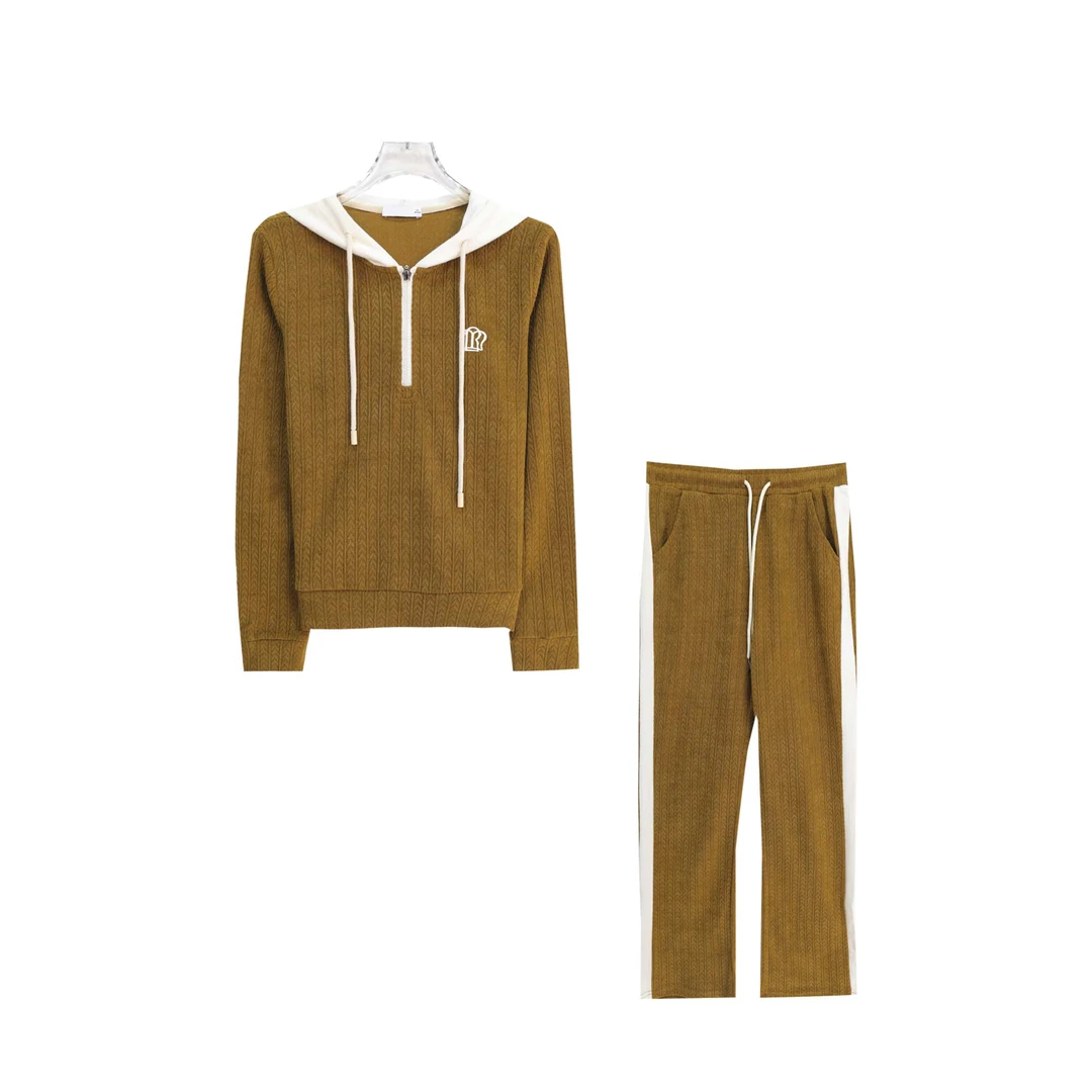 时尚连帽洋气减龄上衣运动服休闲两件套S3586