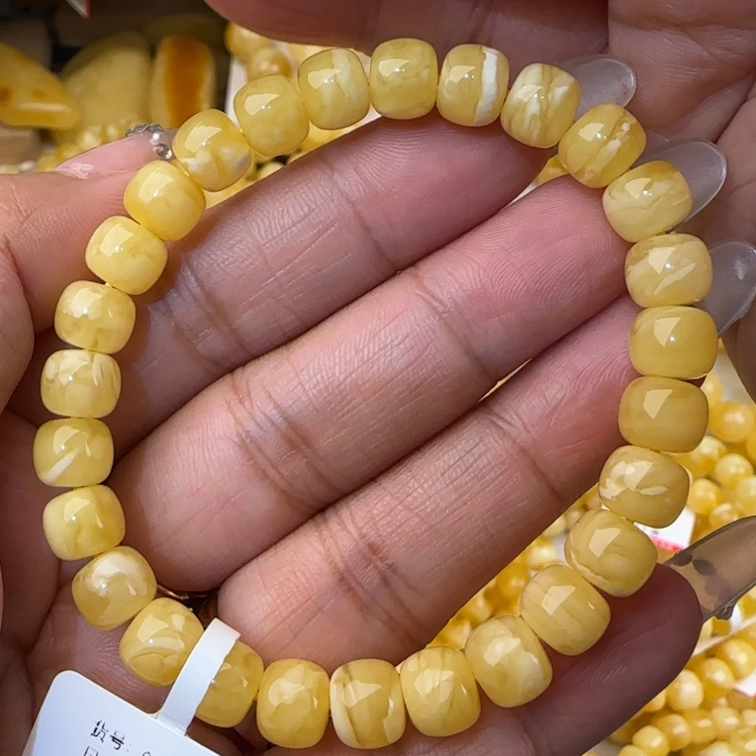 蜜蜡未镶嵌手链妖白花老型手串