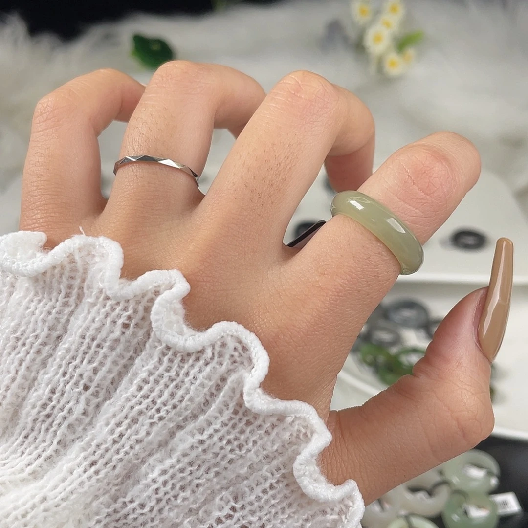 和田玉未镶嵌戒指U16晴水窄轮胎17.3mm