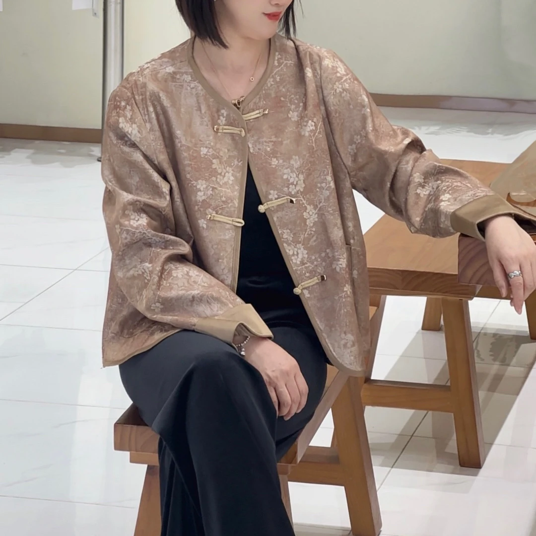 XINYIGE国风提花新中式外套7389宽松老前款