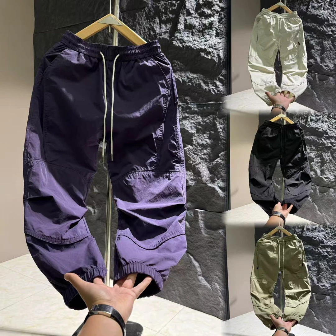 2025夏季新款男士时尚休闲拉链夏季薄款中高腰速干束脚休闲裤