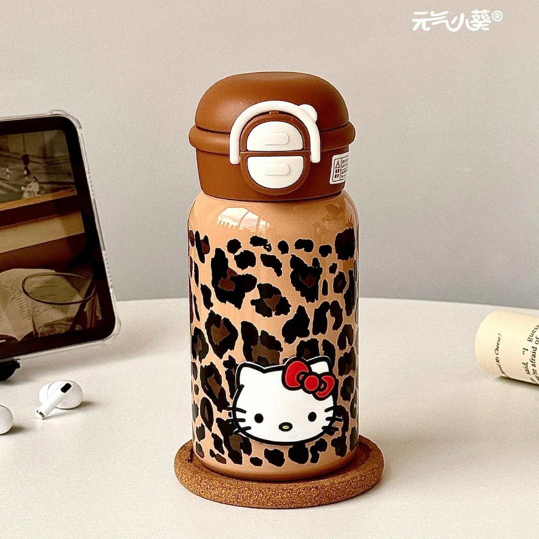 2025新款ins豹纹双饮女生水杯学生便携式高颜值大容量可爱保温杯