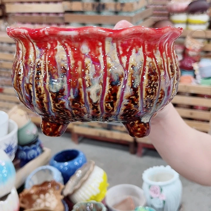 有孔.凑单10元陶瓷花盆发货！