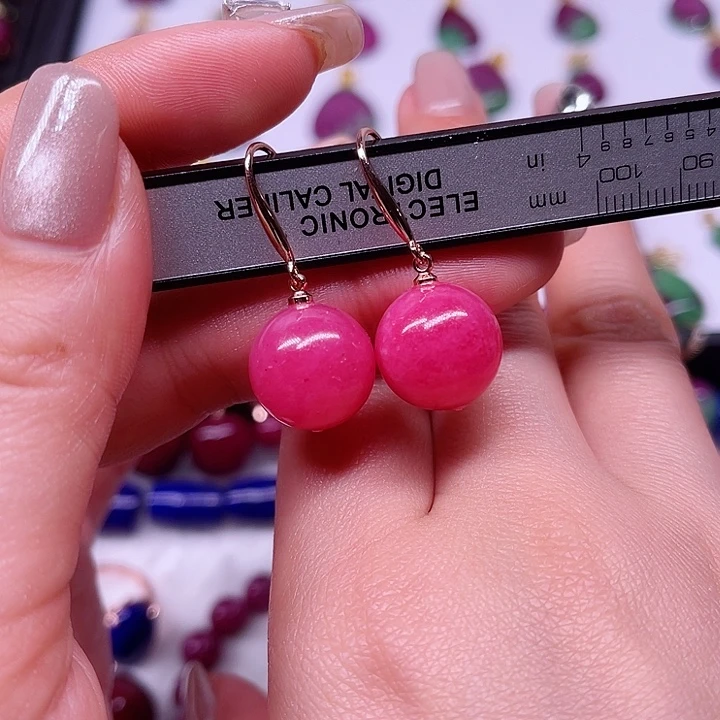 红宝石蔷薇耳坠卡14银S925镶嵌