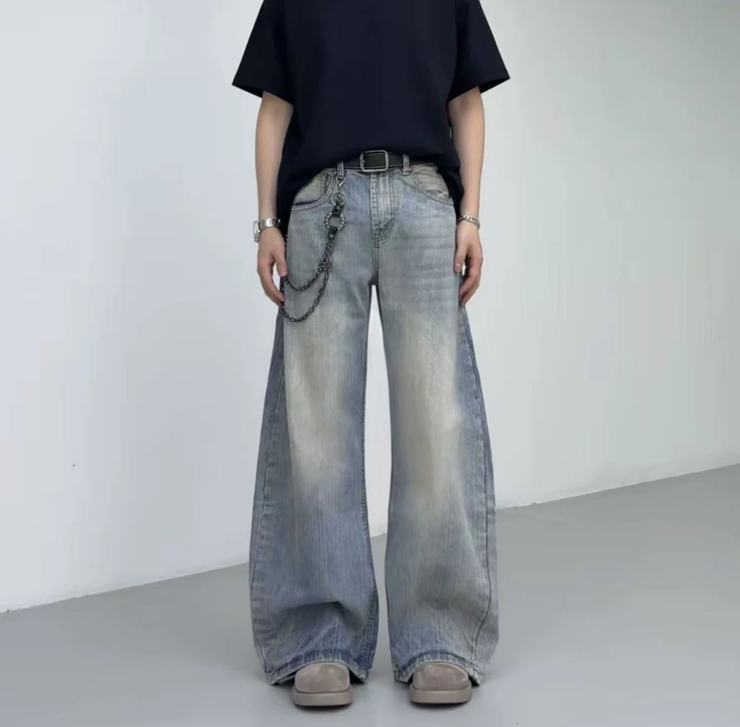 ACOK “软竹节”弯刀美式复古cleanfit水洗牛仔裤男宽松裤子 CK669