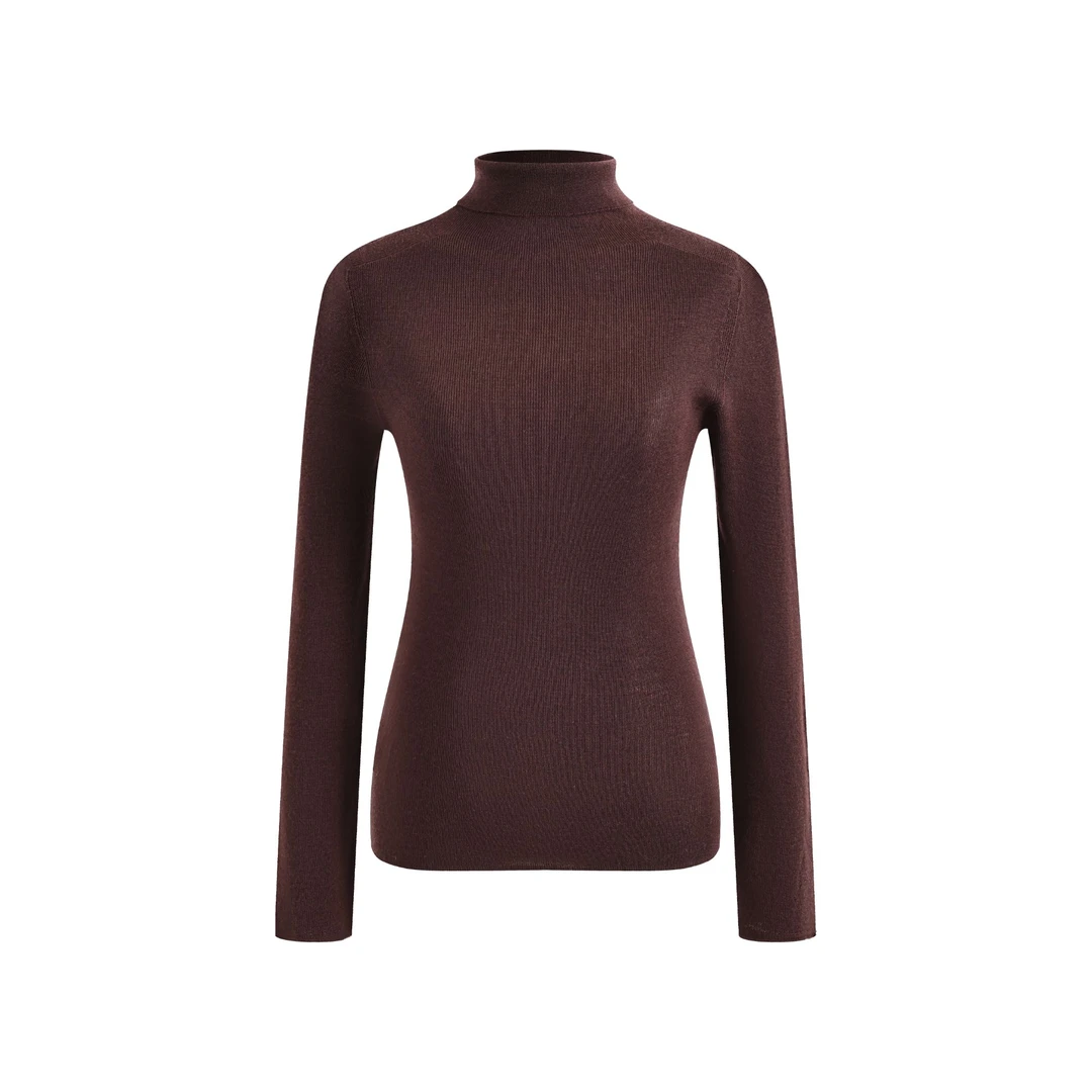 10045【设计师】针织女衫雅丹风纯针织衫高领毛纯色秋冬百搭