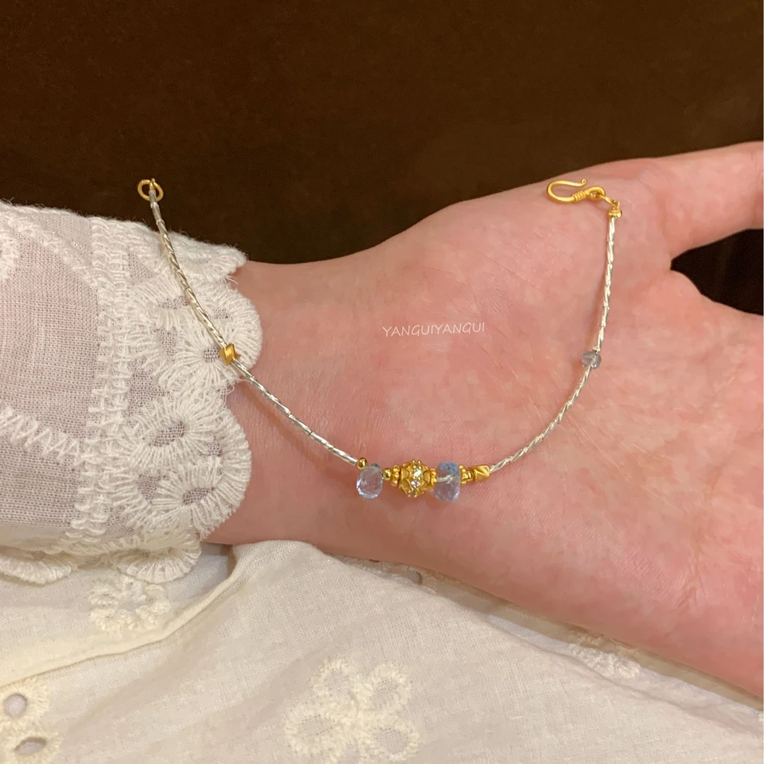 925银仿水晶手链 燕归yangui“蓝泪”s925银原创设计手链