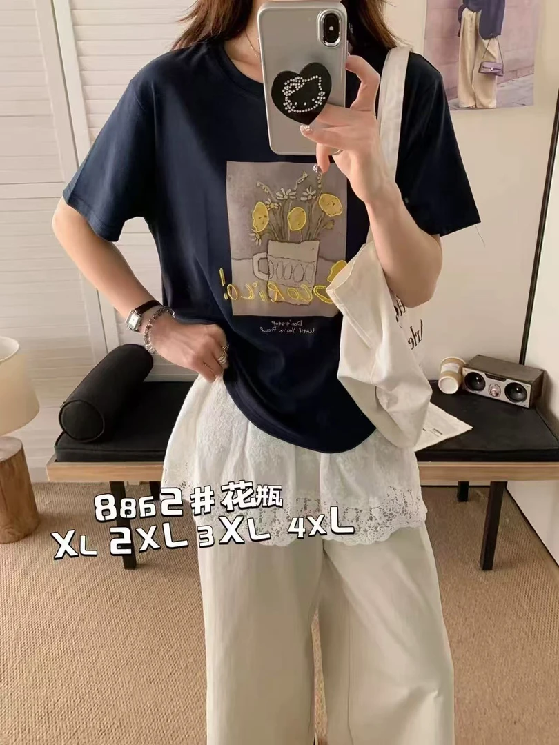 宽松型常规款短袖见外包装T恤白色半袖洛丽塔西域风