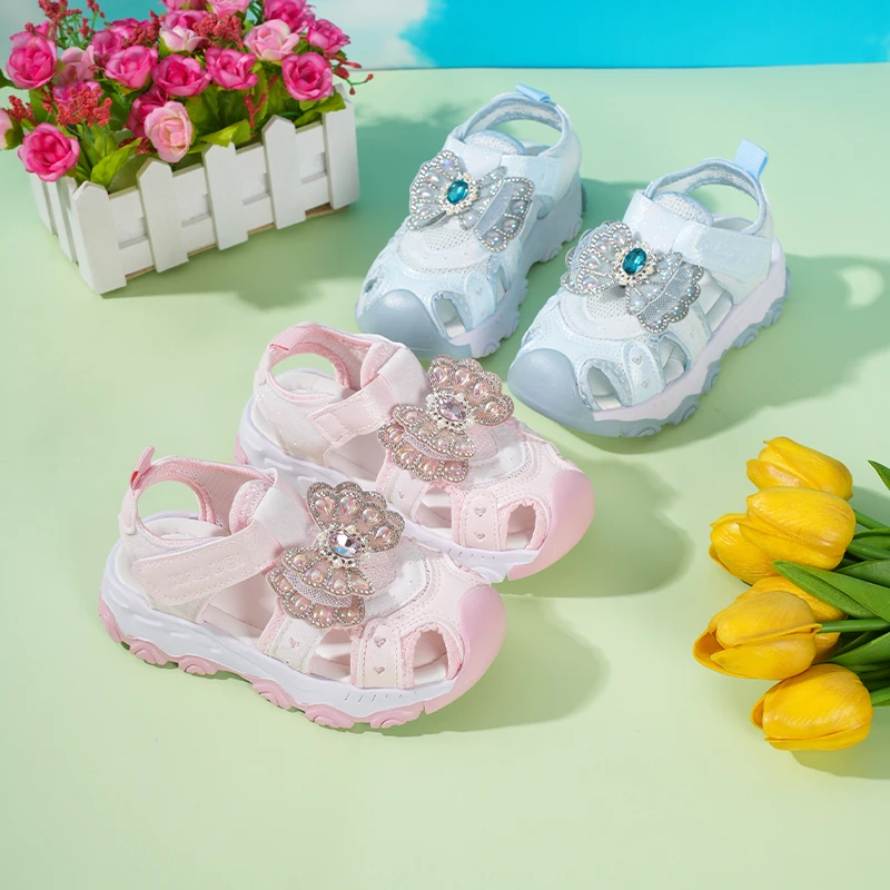 镂空透气运动鞋马卡龙配色蝴蝶结夏季童鞋2025新款女童凉鞋休闲鞋