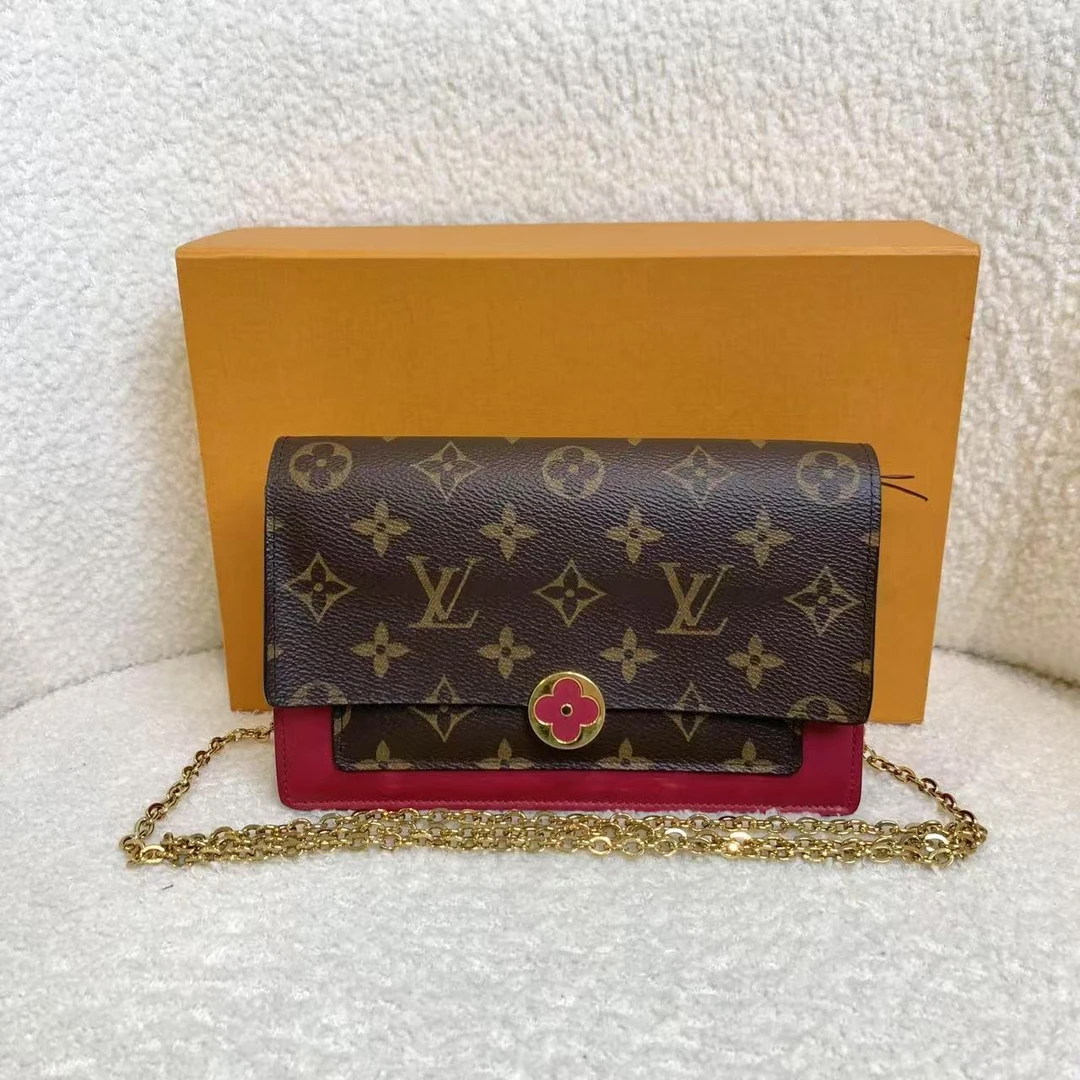 99新 LouisVuitton/路易威登 壹臻/拼玫红flore链条包/17593763