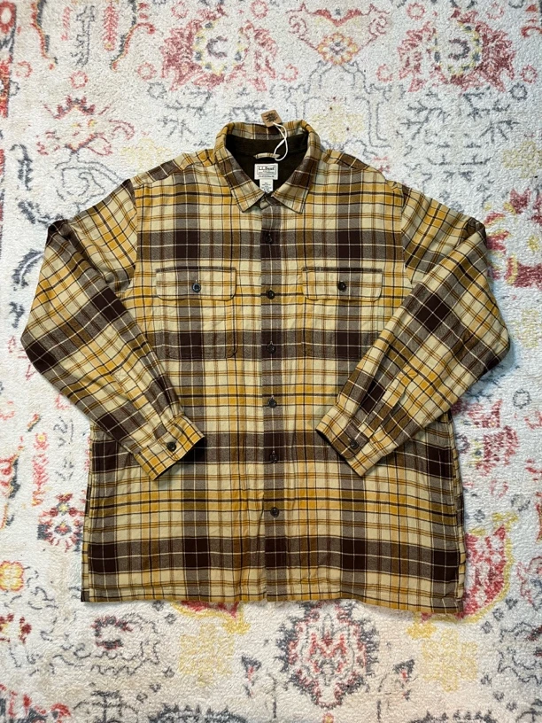 古着 Vintage 90S LLBEAN 薄绒格纹衬衫
