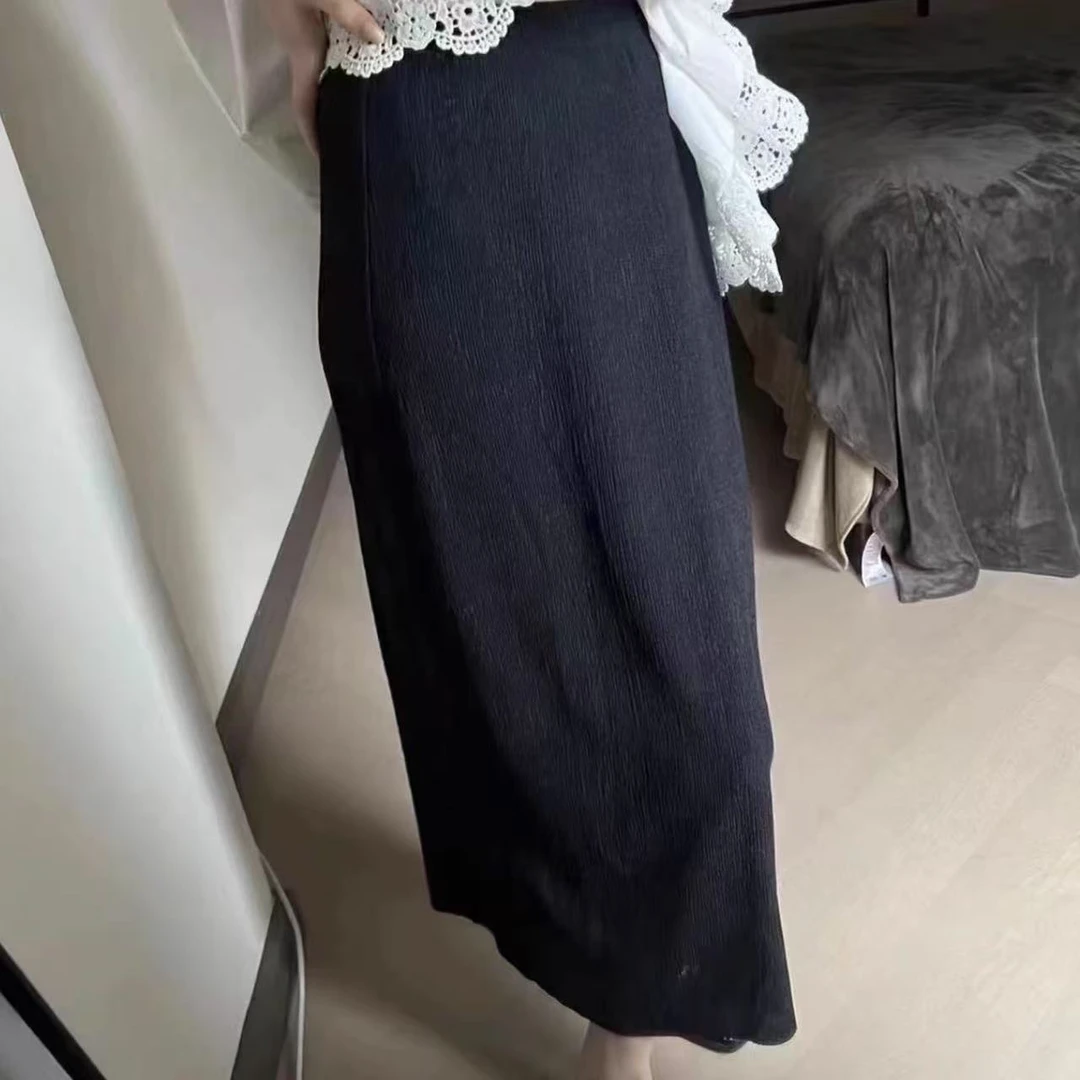 【MIS•FOFO买手店】nn3070-时尚女装设计感半身裙黑色百搭休闲