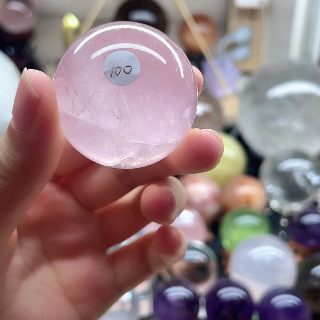 水晶珠宝半成品未镶嵌天然水晶球粉卡3.63