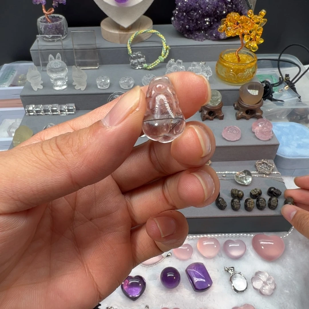 水晶眼镜未镶嵌白水晶微瑕小貔貅