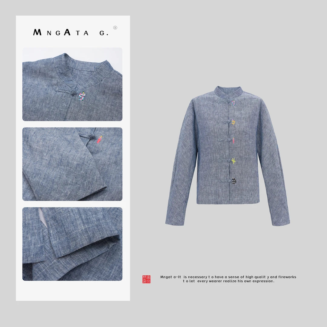 MNGATA G.宫小妍【巳巳如意】25早秋亚麻新中式国风外套Q4111952