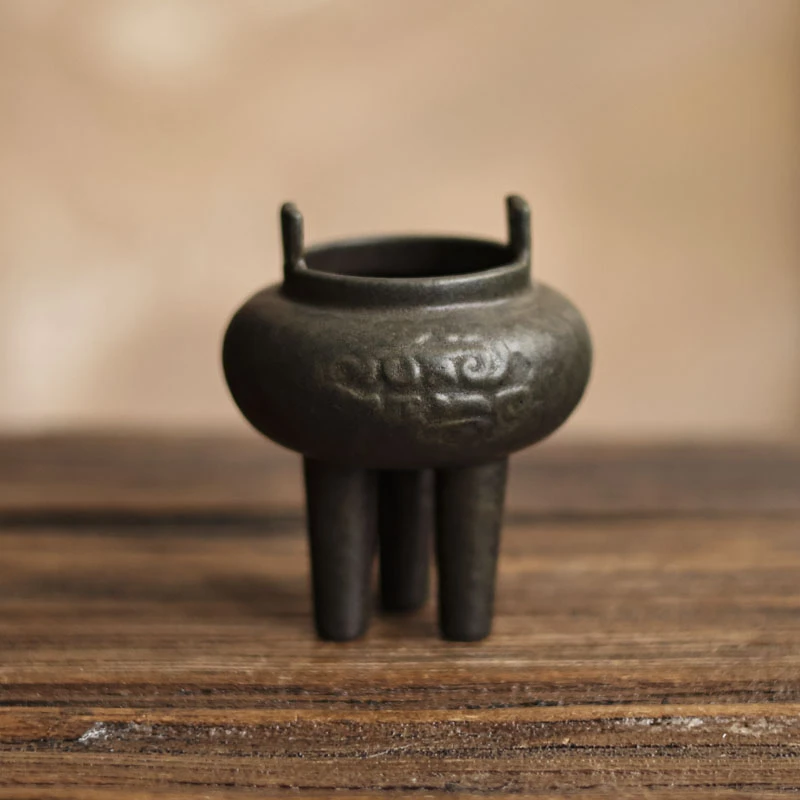 【慕白茶集】汉青三足香炉不描银（灰念0022）