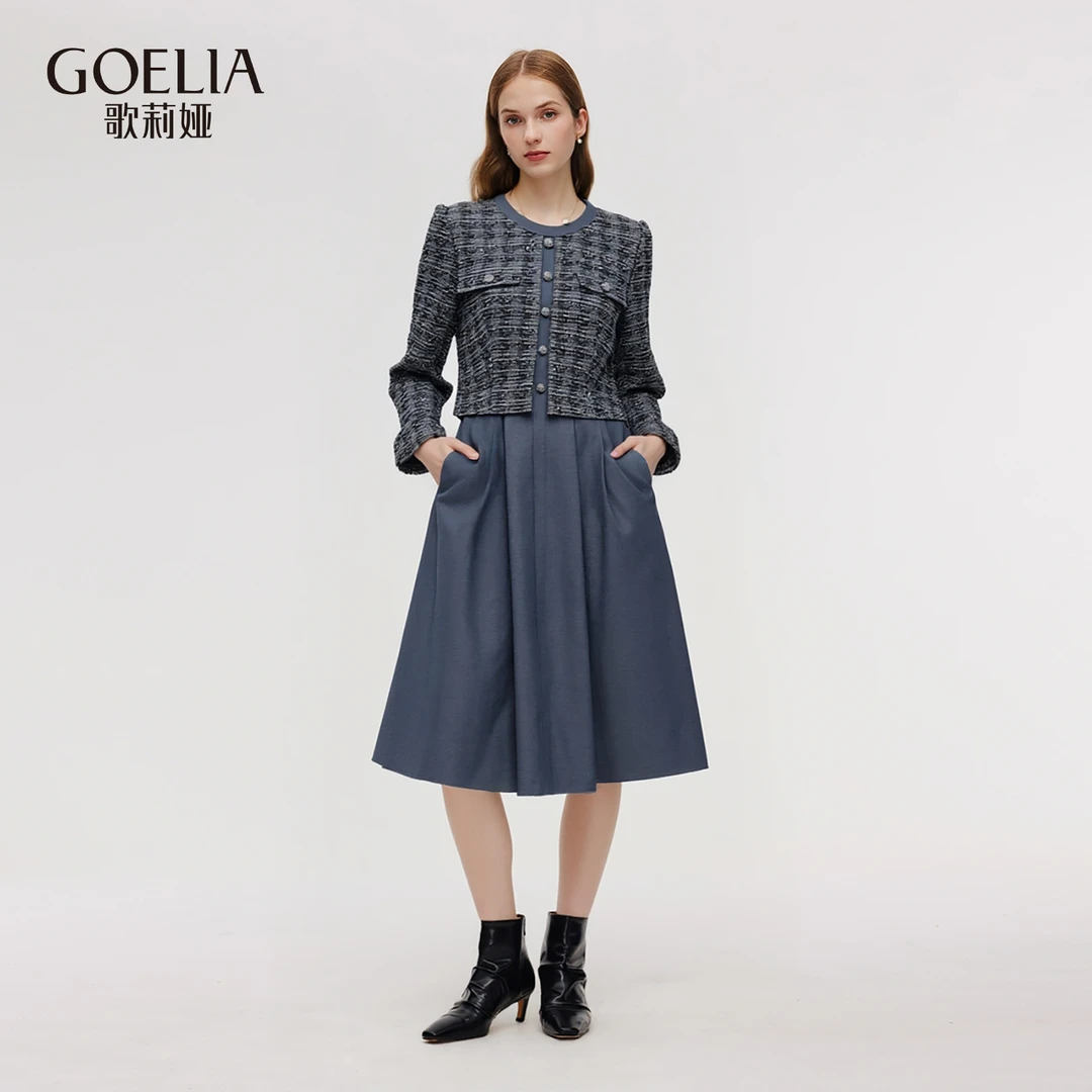 歌莉娅 冬季新品  珠片小香风连衣裙  1ENR4K900