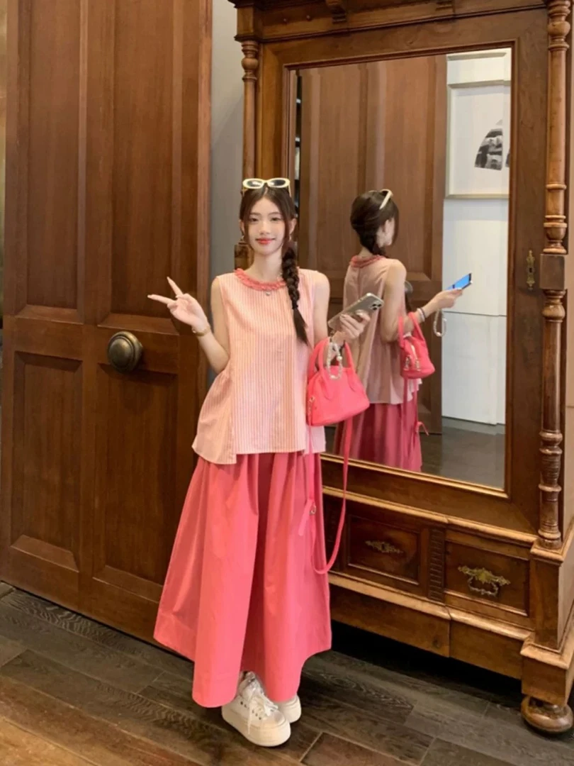 2025夏新款小个子高腰显瘦两件套装裙子夏装搭配一整套42903