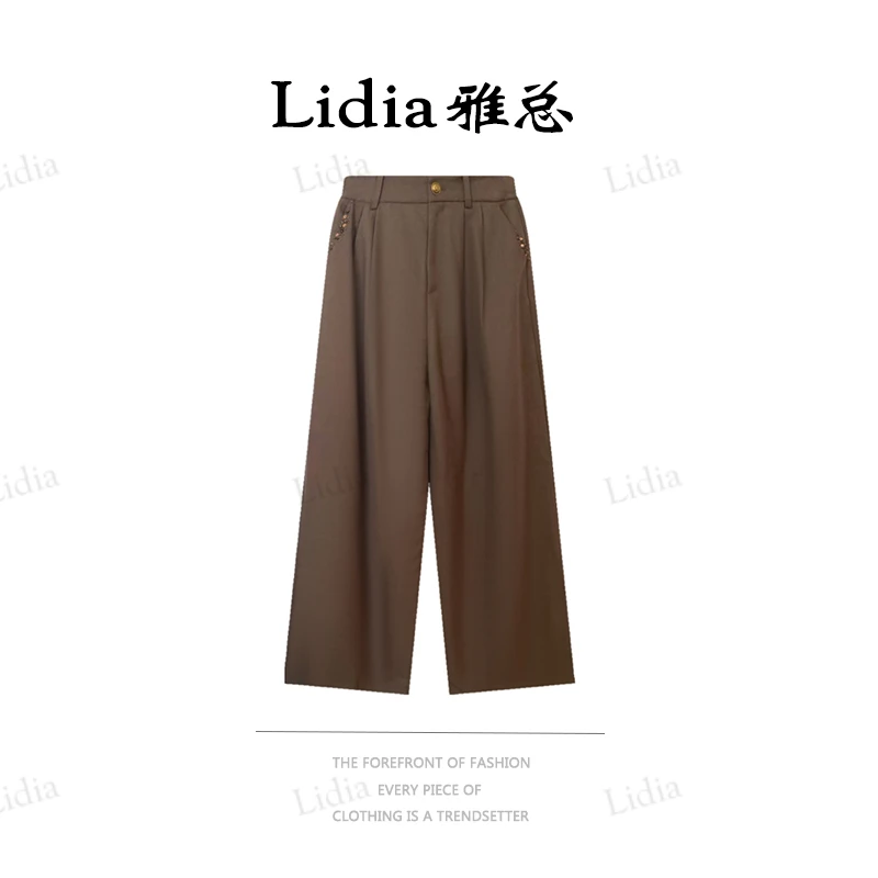 Lidia雅总 |宽松简约休闲裤女高腰百搭长裤西装JYY-W62071