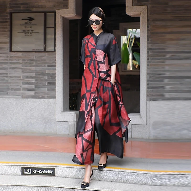 2025春夏新款时尚女套装宽松减龄显瘦洋气妈妈装休闲外穿二件套