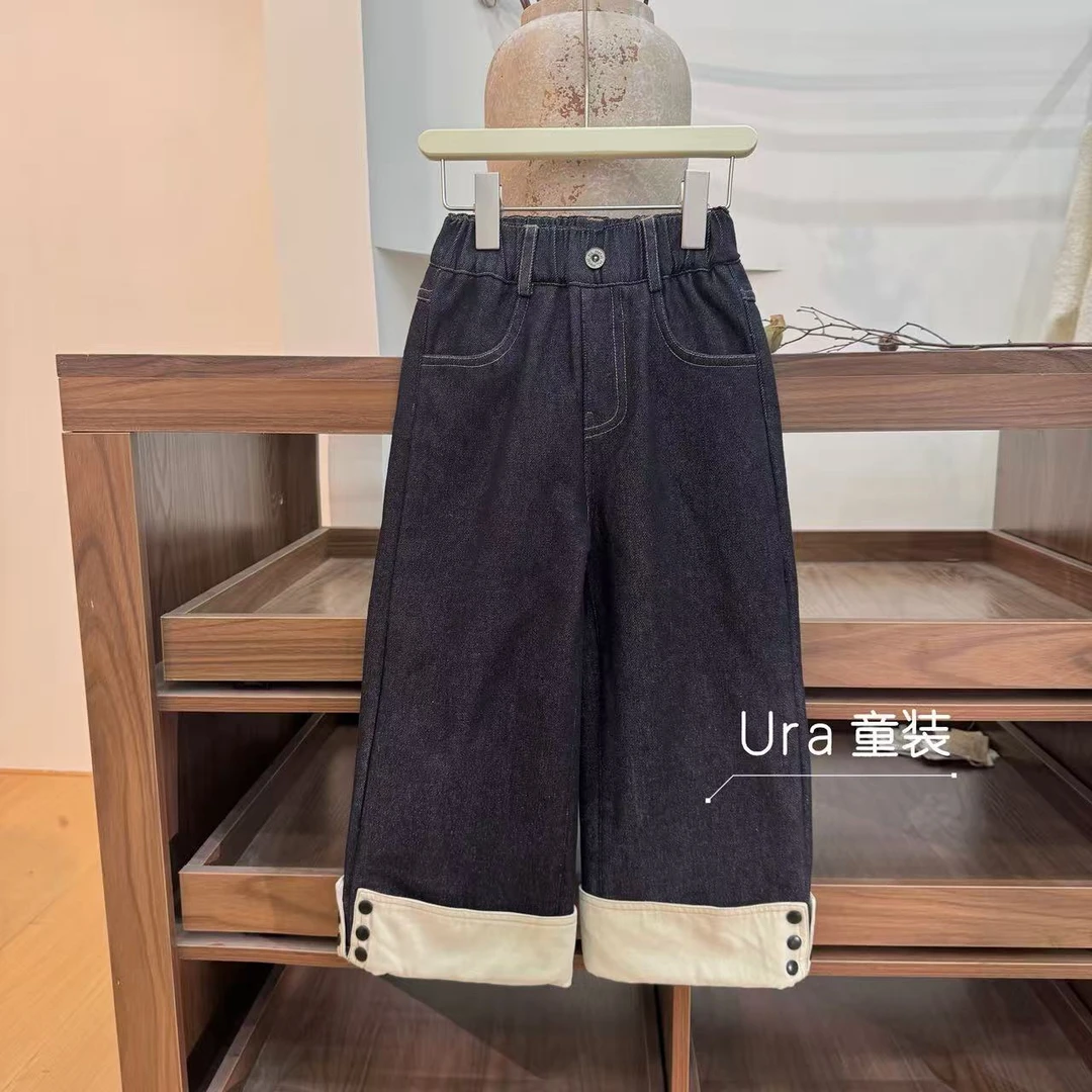 URA【现货】【不掉色】秋冬款加绒裤子女童中大童亲子纯色-US258804