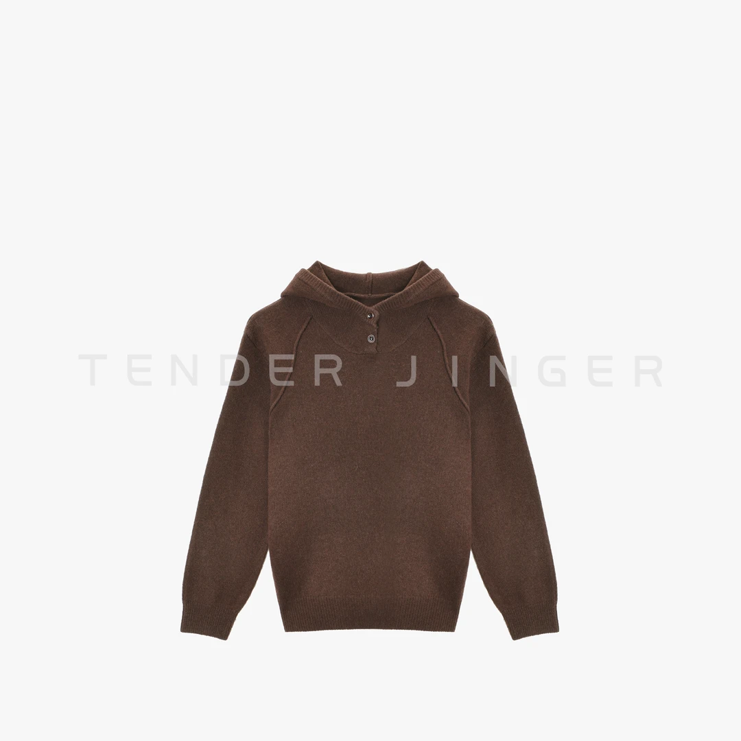 Tender Jinger｜线下专供 立体帽型纽扣装饰连帽套衫T54MII50694