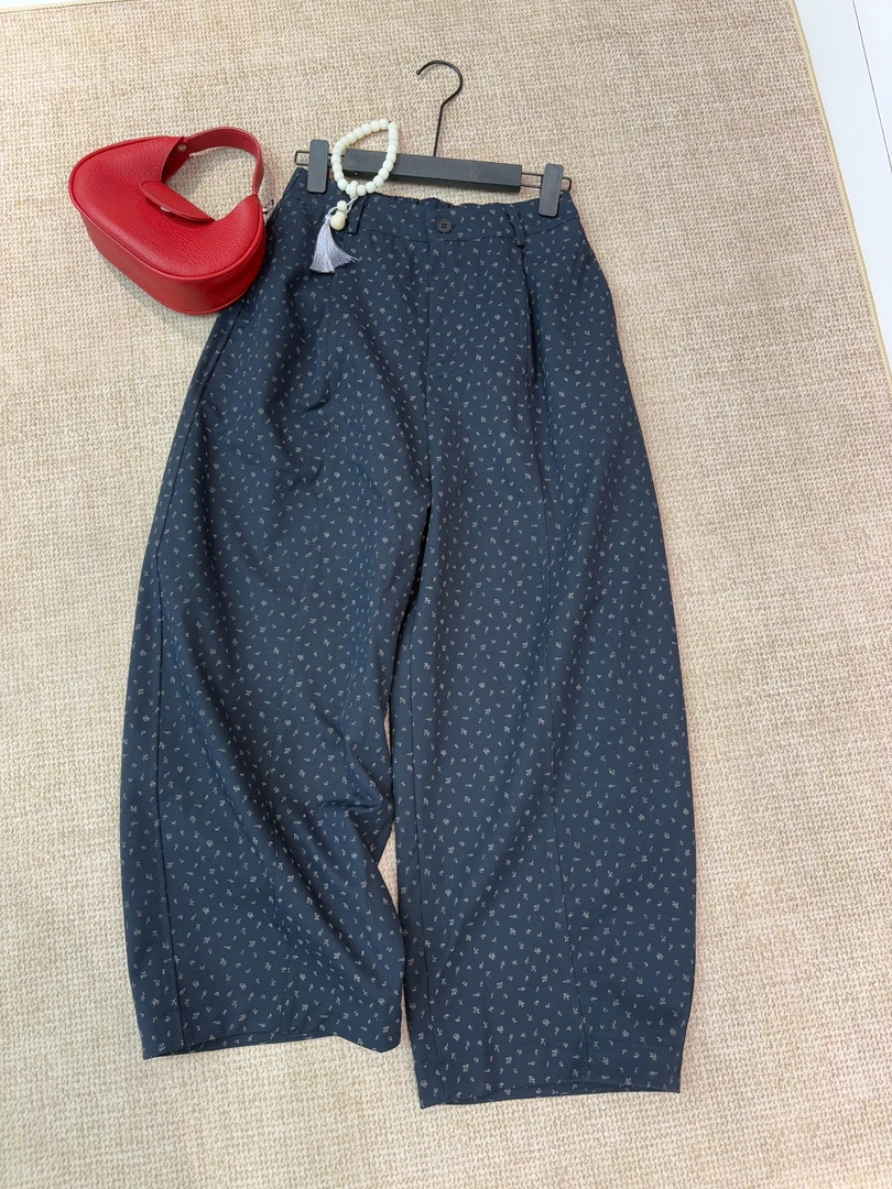【MY专属链接】-时尚百搭高腰透气印花休闲裤显瘦