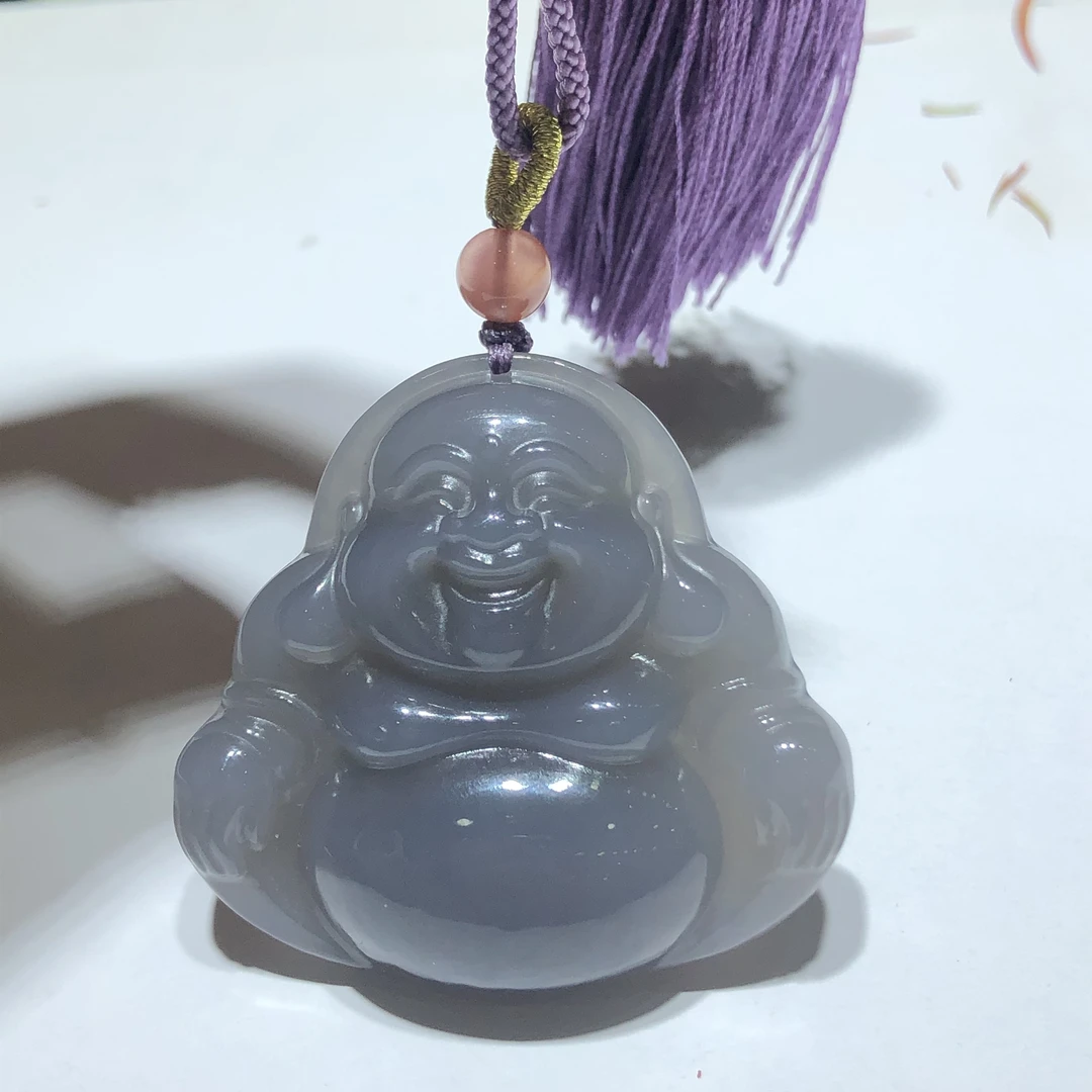 |和和美玉|大紫弥 帝王紫 烟紫佛公吊坠 天然和田玉 紫气挂坠47mm