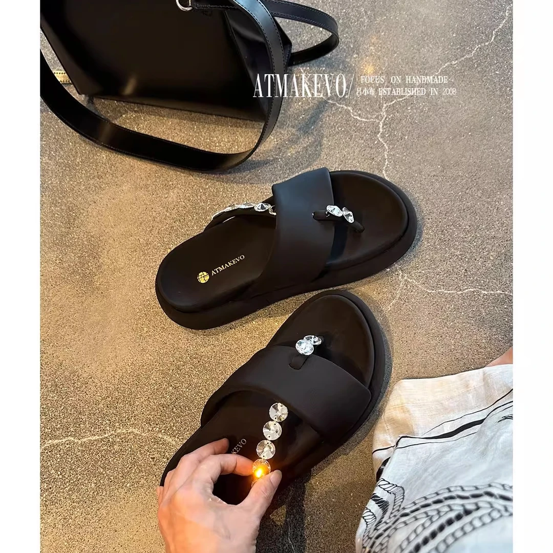 吕小布 | 白鹿同款 足弓定制弹力莱卡套包厚底增高人字拖鞋女0608