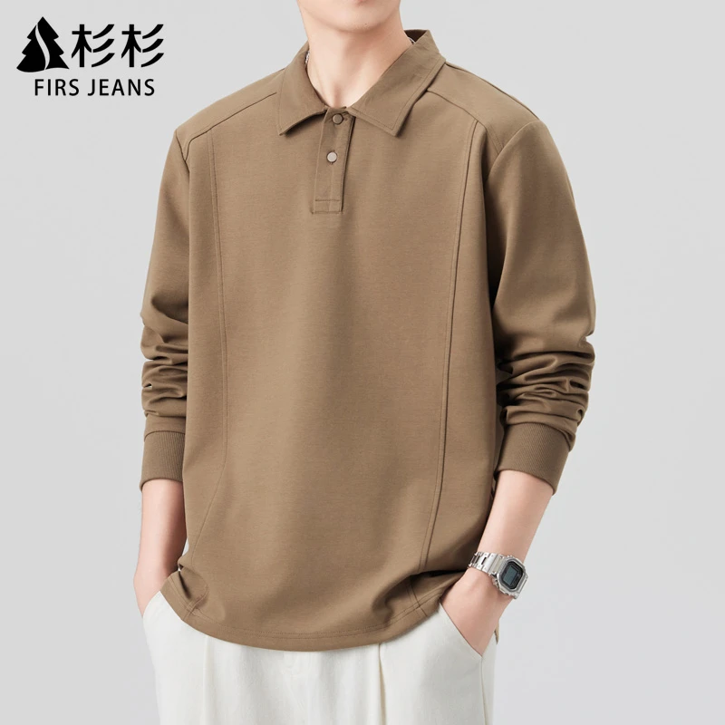 FIRS JEANS杉杉百搭Polo领卫衣男士秋冬季宽松休闲长袖T恤衫男款