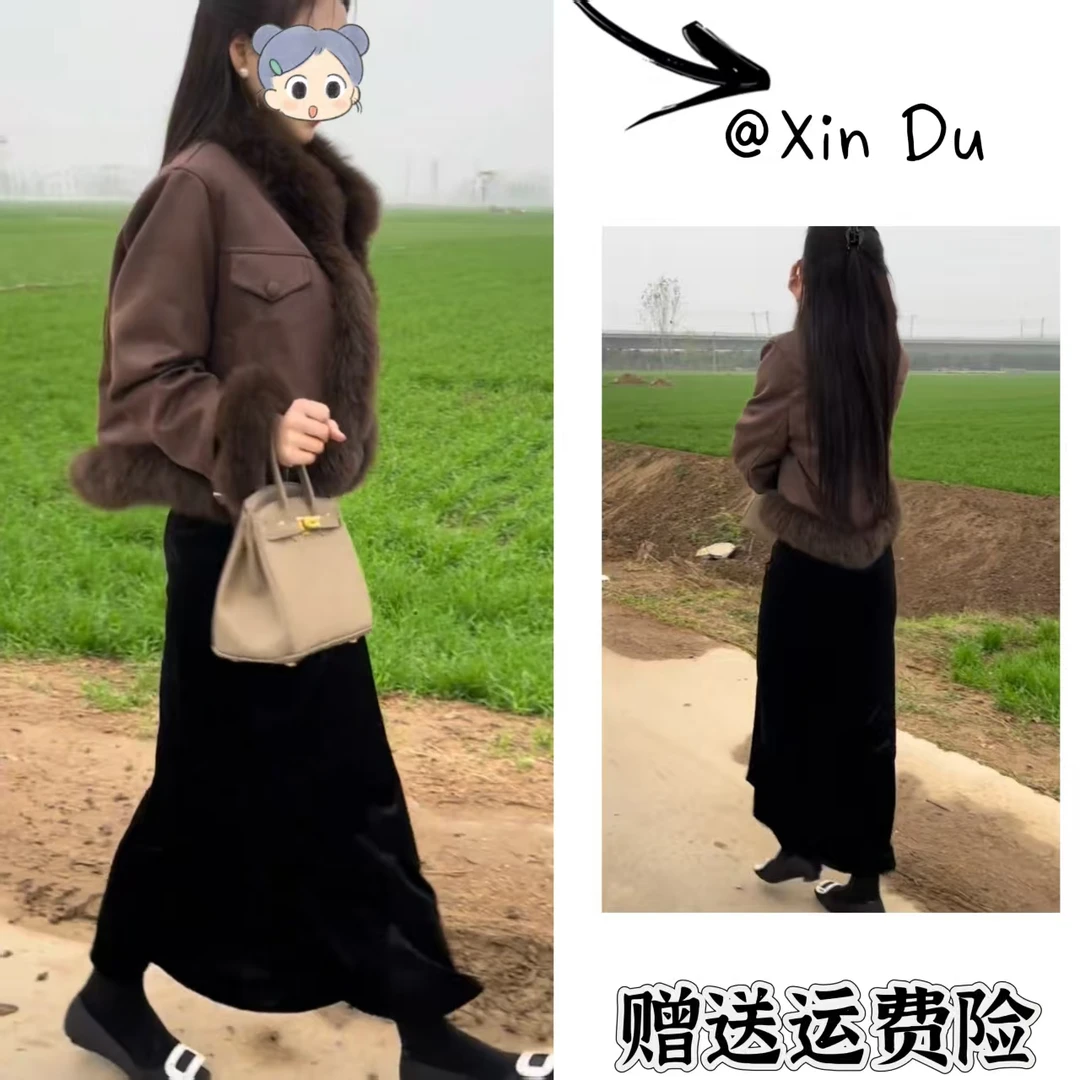 2025秋冬季新款时尚显瘦气质女士网红洋气两件套百搭款D24214