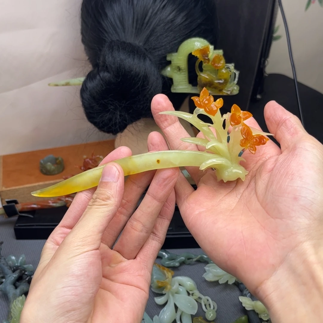 蛇纹石玉未镶嵌发饰