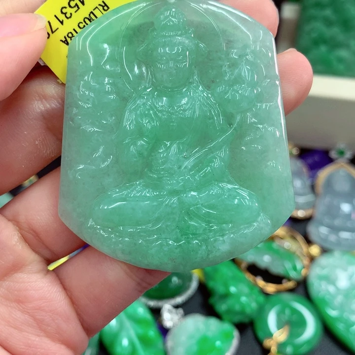 吊坠(不含链)18K金镶嵌翡翠