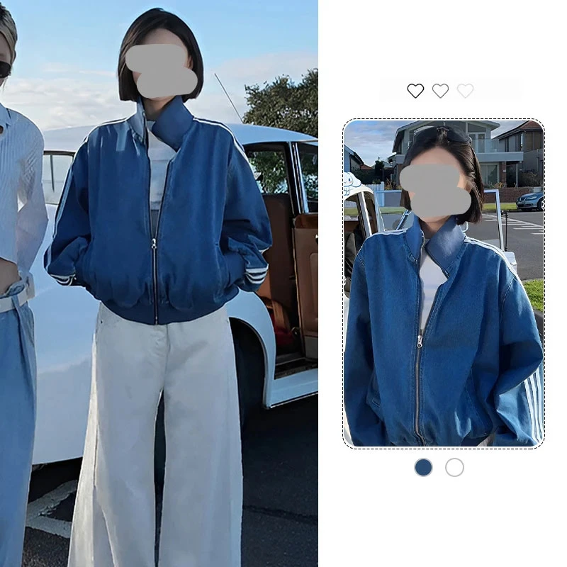 2025秋季新款小众设计感立领蓝色夹克百搭显瘦上衣气质高级感外套