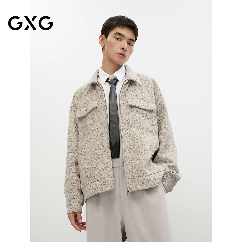 GXG男装 小香风夹克男宽松高级感外套上衣24秋季#G24D213079