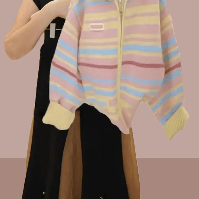 2025新款女童连帽毛衣套装春秋儿童针织开衫外套女孩洋气时髦套装