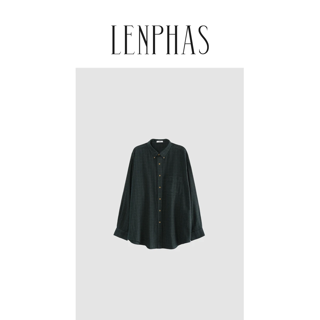 【LENPHAS】水洗做旧格子磨毛衬衣