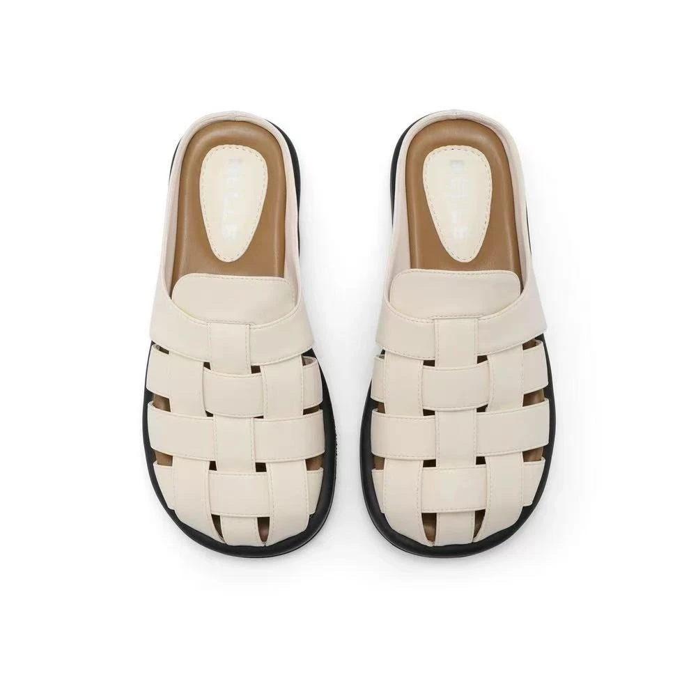 【冰冰】夏季新款鞋子可室外穿罗马凉鞋编织凉拖鞋镂空穆勒女鞋