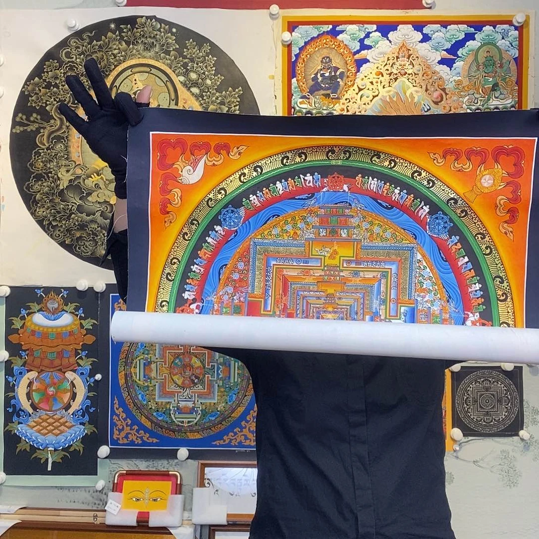 卷轴画纯手绘坛城唐卡50厘米左右