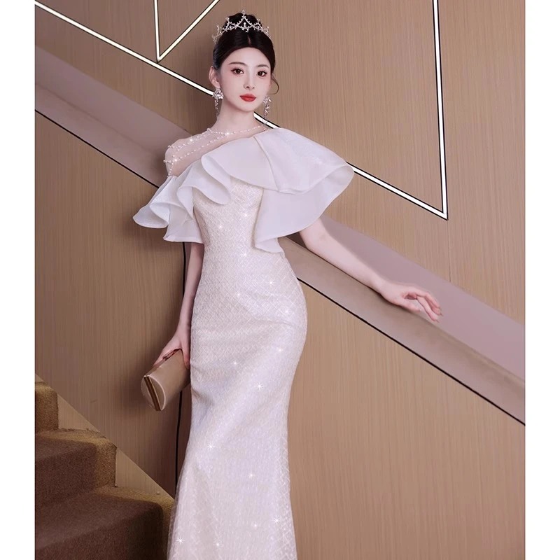 晚礼服裙女轻奢小众高端高级感主持人法式鱼尾重工party端庄大气