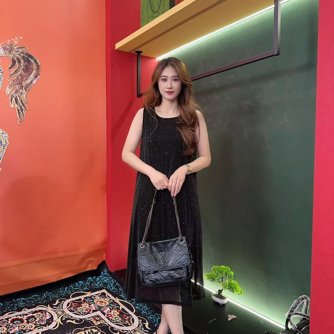 166多金大码气质减龄长款A字裙子夏季女装设计感连衣裙女