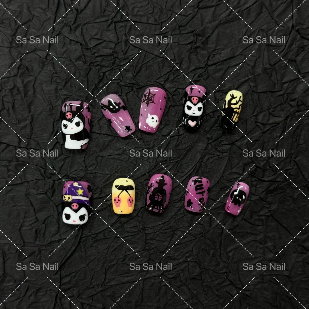 【幽灵库洛米】纯手工穿戴甲高级感时尚可爱显白女神高定美甲