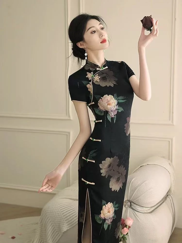 C翠新中式复古民国风无袖旗袍轻款少女改良气质高级感老上海