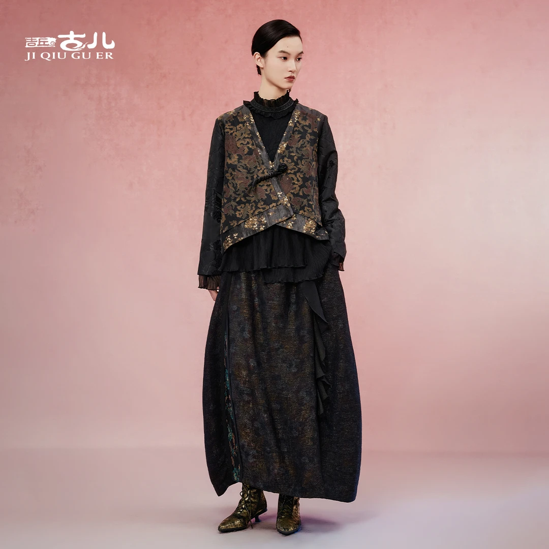 吉丘古儿九栀短外套气质上衣新中式A版典雅秋冬小个子女G253Y037